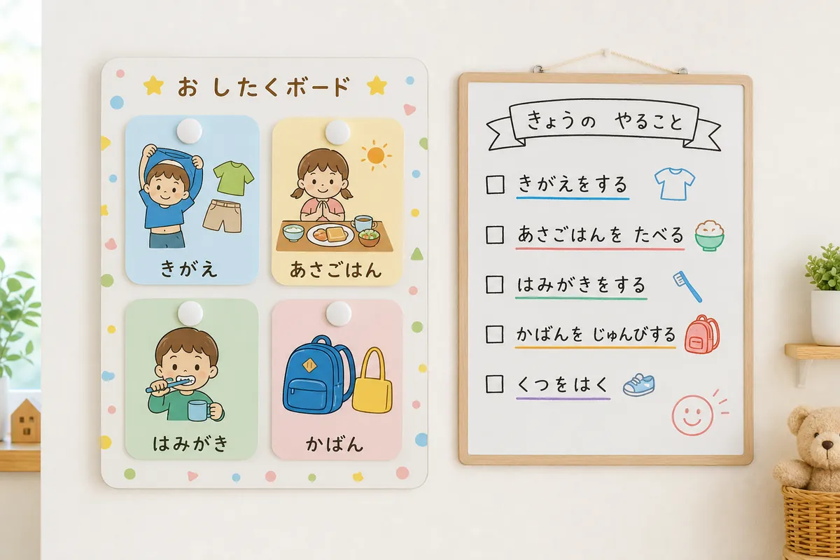 マグネット式と書き込み式のお支度ボード