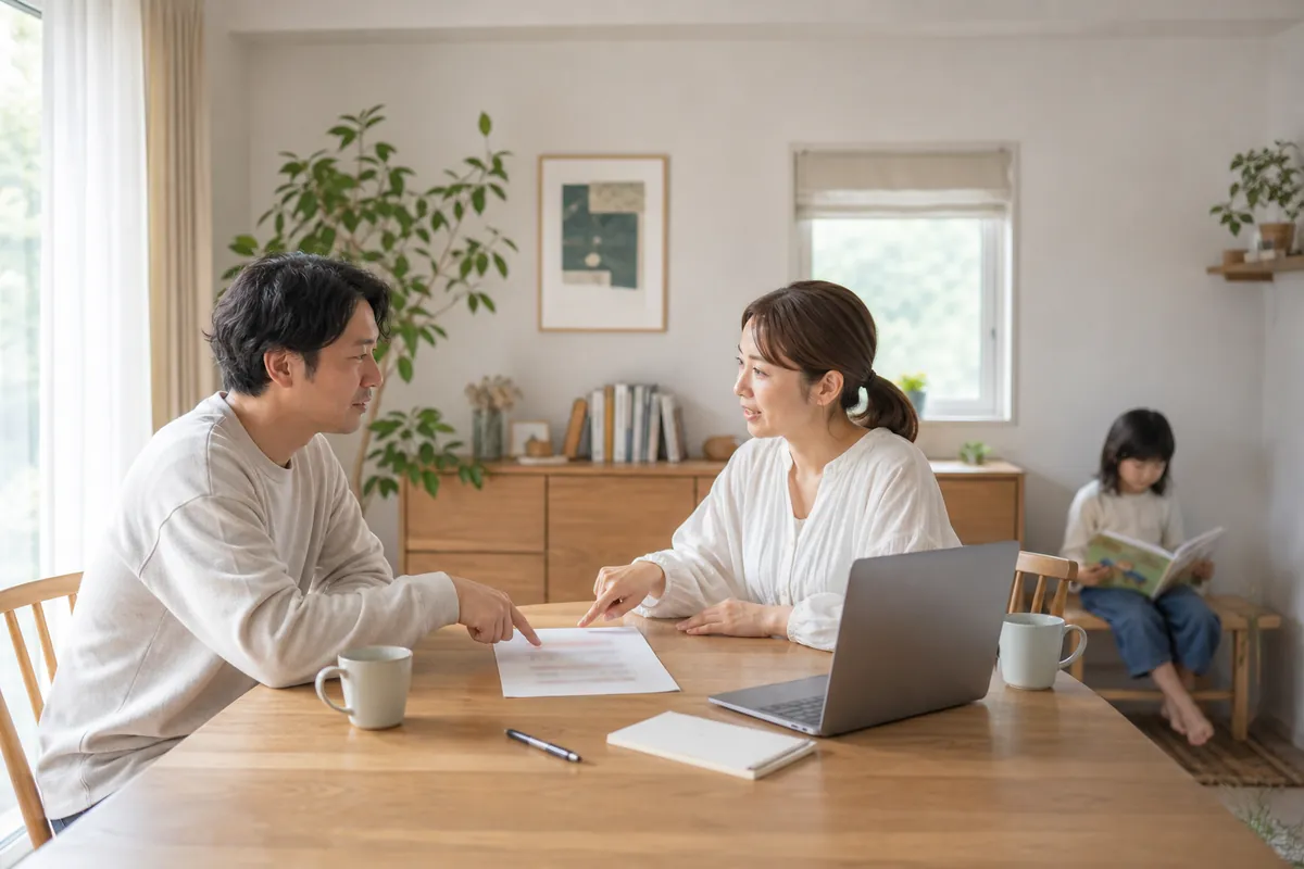 家事の分担について話し合う夫婦