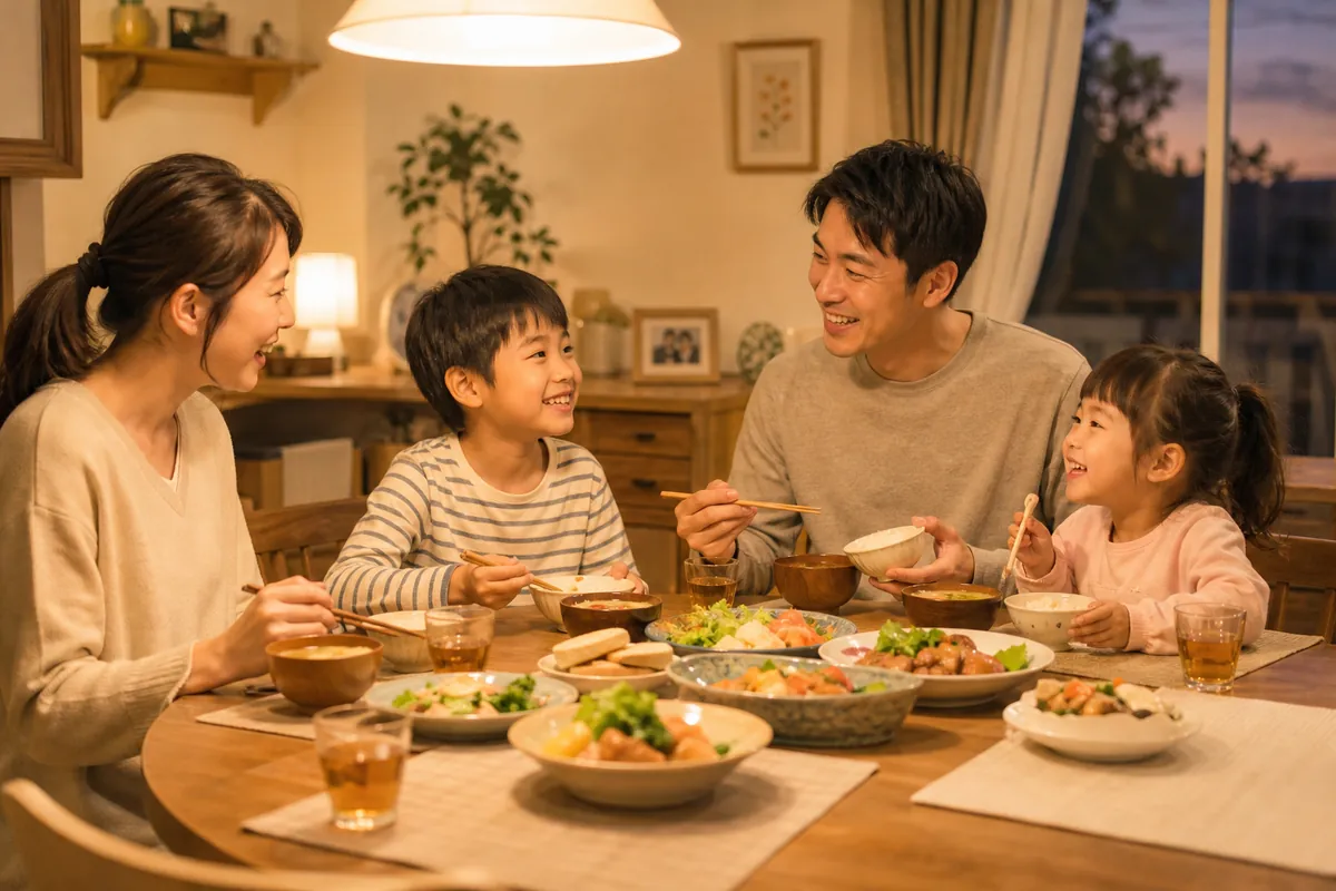 食卓を囲む家族